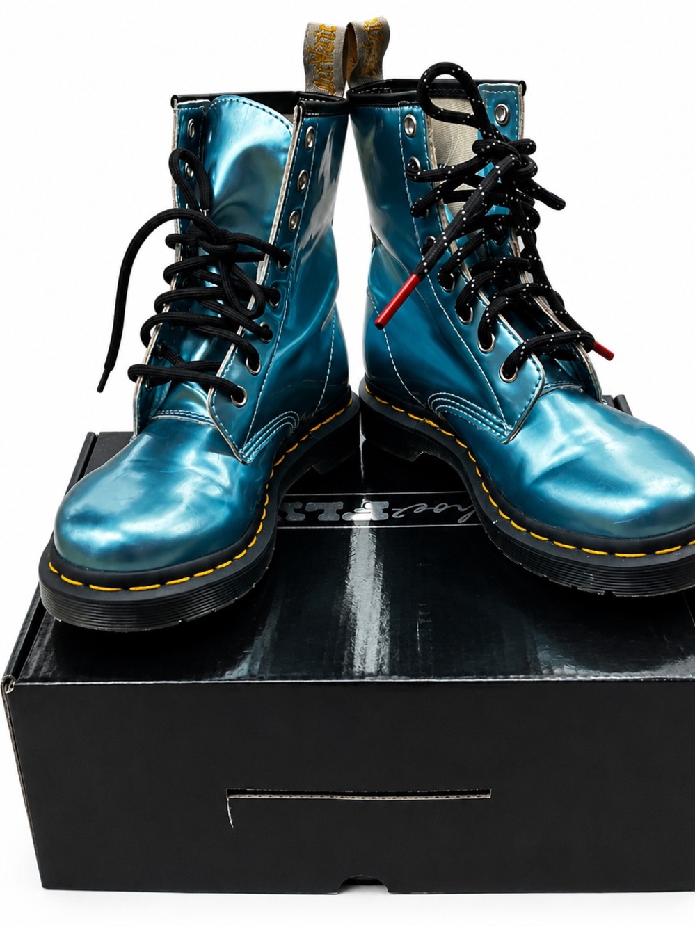 Dr Martens Vegan 1460 Blue Iridescent Patent Boots Women’s US 5 EU 36